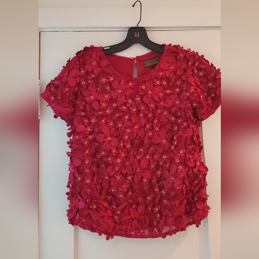 Fushia Colored 3D Flower Top